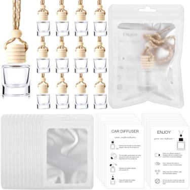 Imagem de Boao 200 conjuntos de frascos difusores de ambientador de carro suspensos com cartão de instruções e saco holográfico resselável de 10 x 15 cm para embalagem de frascos de perfume de óleo essencial de