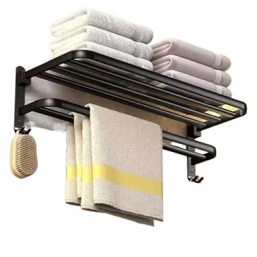 Imagem de Porta Toalha Suporte Toalheiro Banheiro Duplo Aço Inox Premium Retratil 90° Sem adesivos, precisa fazer furos