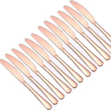 Imagem de Kit Jogo De Cortes De Mesa Rose Gold 12pçs Inox Rústico Luxo
