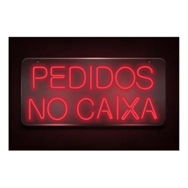 Imagem de Painel Luminária Neon Led - Pedidos No Caixa Acrílico 70cm A Escolher 127/220v (Vermelho)