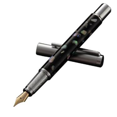 Imagem de SIPLIV Caneta-tinteiro Iridium de ponta fina com entalhe, design clássico, escrita suave, com conversor de tinta, prata