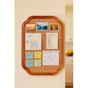 Imagem de YINGXUN Quadro de cortiça com borda recortada, moldura de madeira, 45 x 60 cm, quadro de avisos para paredes, quadro de mensagens decorativo para pendurar, quadro de mensagens para escritório, escola