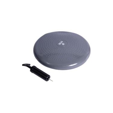 Imagem de Disco de Equilíbrio com Bomba de Ar, 33cm Diâmetro, PVC, Cinza, Suporta 100kg, para Treino e Reabilitação Física