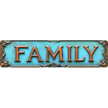 Imagem de Placa de bar presentes vintage metal parede decoração placa "FAMILY" placa de rua engraçado homem caverna decoração acessórios para casa, bar, banheiro, quarto, placas de lata retrô exclusivas para