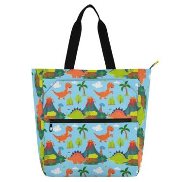 Imagem de Linda bolsa de ombro oxford resistente à água para crianças com paisagem de dinossauros para escola e atividades
