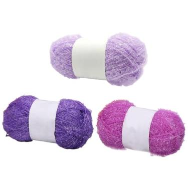 Imagem de Fio de glitter Scrubby – Fio pastel multicolorido para panos de prato de crochê, sacos e toalhas de banho, 50 g/100 por rolo (tipo nº 6, pacote com 3)