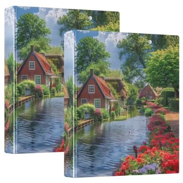 Imagem de Pasta de prancheta de flores coloridas Gardens06 com 3 anéis, organizador de fichário de 2,5 cm para tamanho carta (21,6 cm x 28 cm), pacote com 2