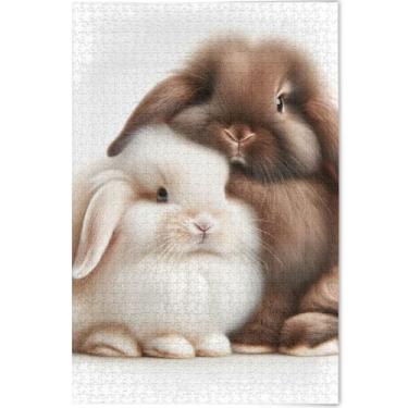 Imagem de Quebra-cabeça fofo coelho coelho 1000 peças decoração de arte animal adulto natureza grande quebra-cabeça personalizado elefante branco, 75 x 50 cm