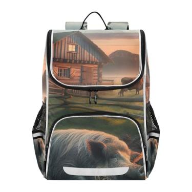 Imagem de Back to School Bag Personalized Sunrise Farmyard Harmony Kids Backpacks for Girls Student Book Bag Elementary Kids Funny Backpacks Boys, 18L