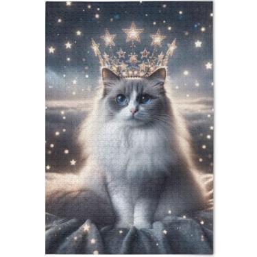 Imagem de Quebra-cabeça com estampa de gato Ragdoll de gatinho personalizado 500 peças para jogos tecnológicos adultos presentes arte divertida quebra-cabeça pintura animal arte, 52 cm x 37,8 cm