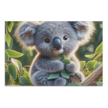 Imagem de Quebra-cabeça para adultos, 500 peças, linda árvore de coala, folhas verdes, presentes de jogo de quebra-cabeça engraçados, presentes exclusivos para a família, brinquedo artístico, 51 x 35 cm