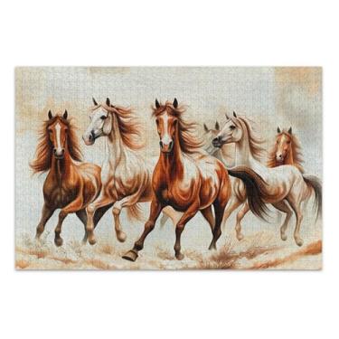Imagem de Quebra-cabeça de cavalos correndo vento adulto 500 peças de arte de jogo de brinquedo divertido quebra-cabeça Prime divertido bobo, 50 x 37 centímetros
