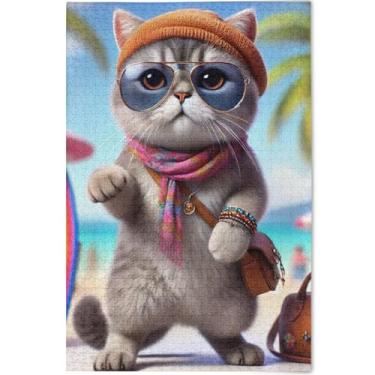 Imagem de Quebra-cabeças personalizados de gatinhos fofos da moda, 1000 peças para adultos, jogo tecnológico, quebra-cabeça, natureza, divertido, cenário, arte animal, 75 x 50 cm