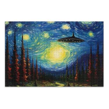 Imagem de Quebra-cabeças UFO Starry Night Fairland 500 peças para adultos estampa animal flor personalizada difícil grande quebra-cabeça engraçado presentes de jogo de quebra-cabeça, 50 x 35 centímetros