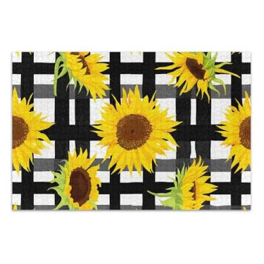 Imagem de Quebra-cabeças para adultos, 1000 peças, girassol, amarelo, preto, branco, presentes para amantes de quebra-cabeças, cena de inverno, jogo de arte, 75 x 40 cm