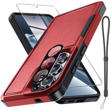 Imagem de Capa para Samsung Galaxy S26 Ultra com protetor de tela + capa de lente de câmera, capa de telefone resistente à prova de choque de grau militar com alça de cordão de pulso para Samsung S26Ultra