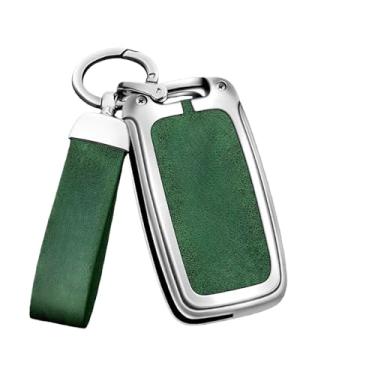 Imagem de Capa de chave de carro de liga de zinco compatível com Skoda Octavia A5 A7 Fabia Superb Kodiaq Karoq Proteção de couro Shell Fob Holder Acessórios(A-silver green)