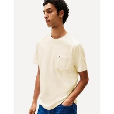 Imagem de Camiseta Tommy Jeans Masculina Regular Pocket Creme-Masculino