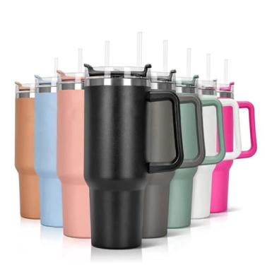 Imagem de Copo Caneca 1200ml Térmica Inox com Alça e Canudo