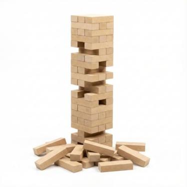 Imagem de Caiu Perdeu Jogo de Tabuleiro com 54 Blocos de Madeira MDF 28x8x8cm Mesa Equilibrio Infantil Brinquedo Educativo