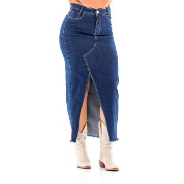 Imagem de Saia Jeans Feminina Arauto Maxi Longa Catarina Plus-Feminino