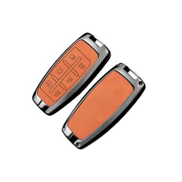Imagem de Capa de couro para chave de carro, bolsa protetora compatível com hyundai genesis g80 gv70 gv80 gv90 2019 2020 2021 2022, acessórios automotivos(D-orange)