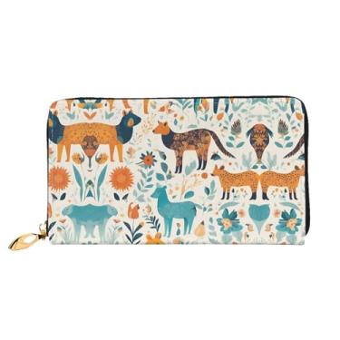 Imagem de XLLingL Carteiras de cartão de crédito impressas, bolsas longas de couro femininas, carteiras com zíper, carteira de viagem simples