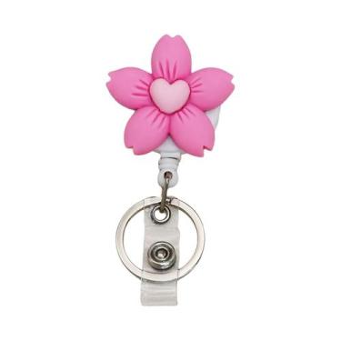 Imagem de Porta-Crachá Retrátil De Resina Com Flor Para Enfermeiros E Médicos, C