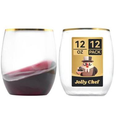 Imagem de Taças de vinho JOLLY CHEF Gold Plastic 350mL sem haste x12