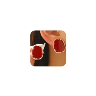 Imagem de Brincos quadrados vintage esmaltados pretos para mulheres, moda em dois tons, dourado, pingando, óleo, pingando, brinco, moderno, formal, estética, joia retangular, presentes, One Size, Metal, Sem