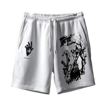 Imagem de Bermuda Masculina Solta E Respirável De Algodão Com Estampa De Luffy E