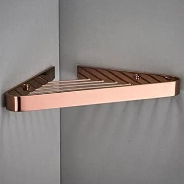Imagem de Suporte de chuveiro de canto de latão sólido montado na parede prateleira de canto de banheiro dourado, prateleira de chuveiro de banheiro, suporte de sabonete, acessórios de banheiro organizador de