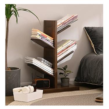 Imagem de Estante de madeira maciça prateleira em forma de árvore do chão ao teto, contra a parede estante para escritório e sala de estar (cor: 48,5 x 26,5 x 121 cm cor de tronco) (48,5 x 26,5 x 79 cm Cor