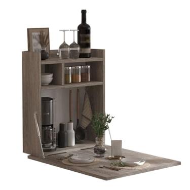 Imagem de ZXLPHA Mesa dobrável montada na parede, pequena mesa dobrável para parede, suporte de mesa para garagem, galpão, escritório doméstico, lavanderia, bar doméstico, cozinha e sala de jantar