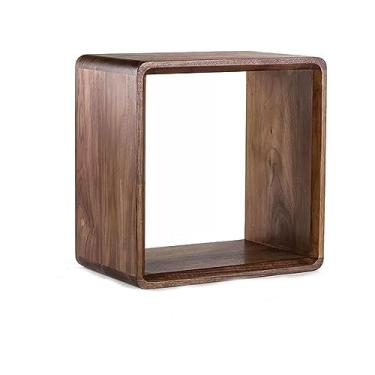 Imagem de Prateleiras flutuantes rústicas montadas na parede quadradas flutuantes, rack de armazenamento de grade de madeira maciça, prateleiras decorativas de madeira de fazenda, armazenamento de exibição