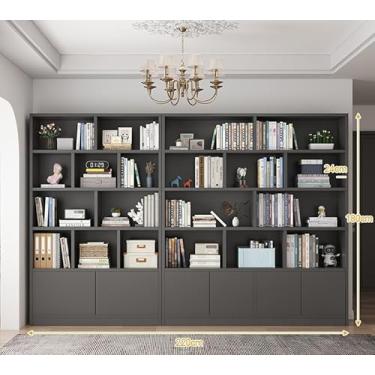 Imagem de Estante de leitura combinada de madeira maciça, estante inclinada para parede, prateleira divisória de entrada para armário de vinho (cor: cor nogueira 100 x 24 x 180 cm) (cinza 220 x 24 x 180 cm)