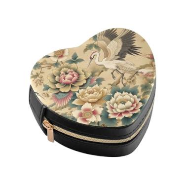 Imagem de Burbuja Caixa de joias japonesa em forma de coração, mini estojo de joias de viagem para mulheres e meninas, organizador portátil de armazenamento para brincos, anéis, colares e pulseiras