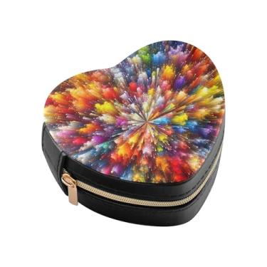 Imagem de Burbuja Caixa de joias colorida em forma de coração, mini estojo de joias de viagem para mulheres e meninas, organizador portátil de armazenamento para brincos, anéis, colares e pulseiras