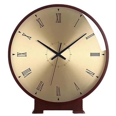 Imagem de Relógio de mesa vintage no suporte, relógio de cornija, relógio de manto silencioso de 25 cm bateria operado vintage relógios de cornija de madeira maciça relógios decotivos para decoração de sala de