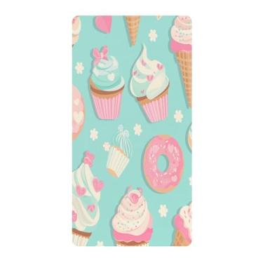 Imagem de Blueangle Lençol de berço padrão para berço infantil - Lençóis de algodão macio e respirável com estampa de cupcakes donuts (150)