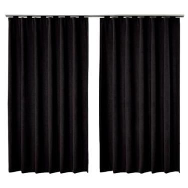 Imagem de Cortina Blackout PVC Preta 280x280cm Para Janela Bloqueio De Luz Privacidade Conforto Visual E Térmico Uso Residencial Compatível Com Varão Até 2 Metros