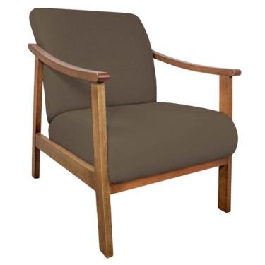Imagem de Poltrona Liz Base Madeira Suede  - Amarena Móveis, Marrom