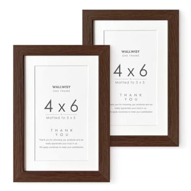 Imagem de Porta-retrato 10 x 15 cm, molduras de madeira de carvalho maciça, 10 x 15 com tapete de 7 x 12 cm (tamanho de abertura), moldura de carvalho natural 15 x 10 cm, (conjunto de 2 nogueiras)