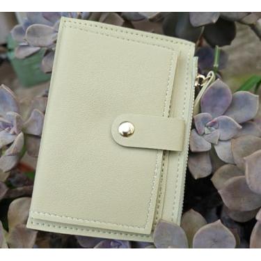 Imagem de Carteira feminina fina com bolso com zíper – 6 compartimentos para cartão, bolsa de poliuretano leve, 55 g, 13,5 x 9,5 cm (cinza, azul, preto, rosa, vermelho, roxo, cáqui, sálvia), Verde, Clássico