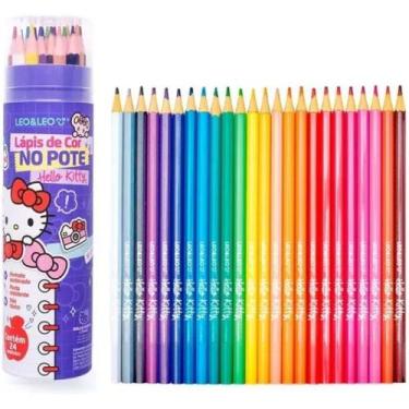 Imagem de Lapis De Cor No Pote 24 Cores Sextavado Hello Kitty Leo&amp - Leonora