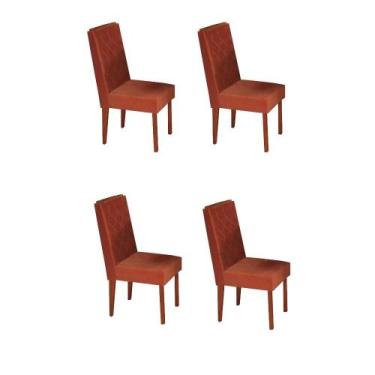 Imagem de Kit 4 Cadeiras Floripa c/ Apliques Assento Estofado espuma D26 e Madei