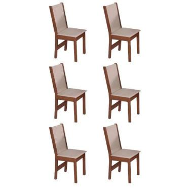 Imagem de Kit 6 Cadeiras Melina Estrutura MDF Assento Estofado Tecido Asgard - M