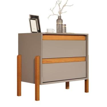 Imagem de Mesa de Cabeceira Verona com 2 Gavetas e Pés Madeira Maciça - BASOTO B