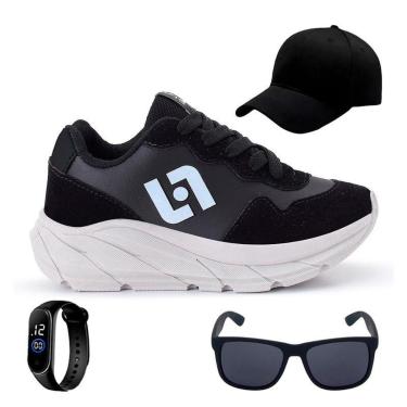 Imagem de Tenis Infantil Meninos Jogger Escolar Casual Camurça + Bone Oculos Relogio-Masculino
