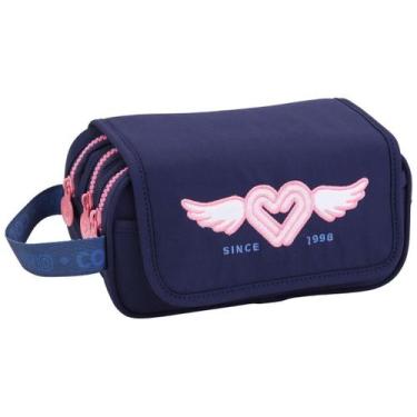 Imagem de Estojo Infantil Triplo Compartimento Grande Design Fofo Divisórias Esp